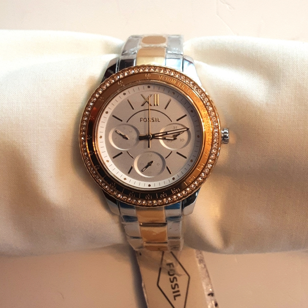 Fossil women's sport multi function 2 tones stainless steel watch